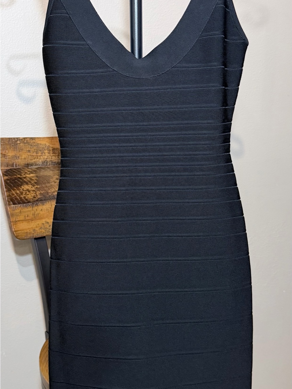 Herve Leger Black Knit Bandage Bodycon Dress in size S body conturing